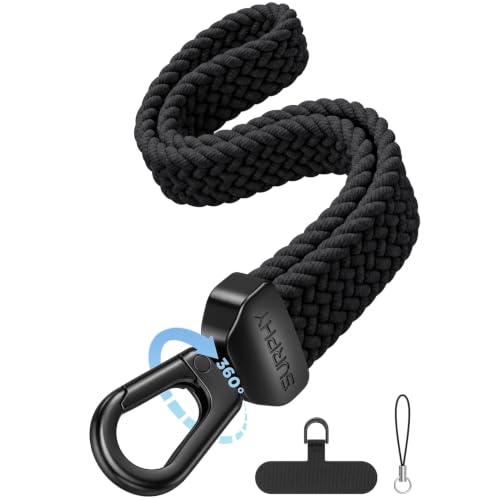 SURPHY Elastic Phone Wrist Strap, Phone Lanyard, Key Chain Lanyards - color: Black