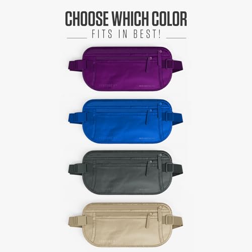 VENTURE 4TH Travel Money Belt, RFID Blocking Passport Holder - Sleek Purple - color: Sleek Purple