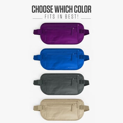 VENTURE 4TH Travel Money Belt, RFID Blocking Passport Holder - Sleek Purple - color: Sleek Purple