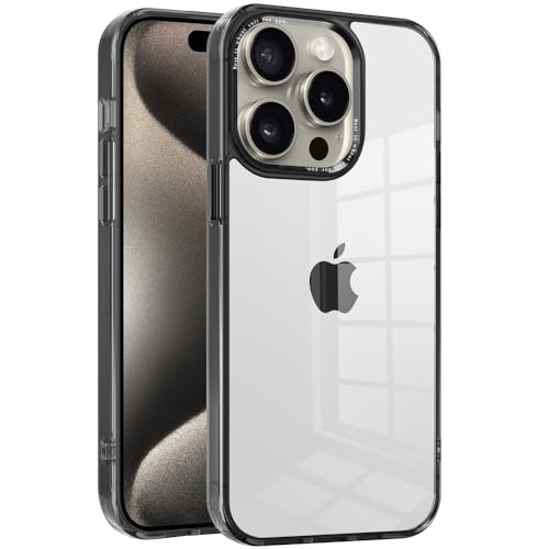 CcacHe Designed for iPhone 15 Pro Case,[Anti-Yellowing] [Military-Grade Protection] Anti-Scratch Transparent Back Slim Shockproof Phone Cover 6.1 Inch (Black) - color: Black