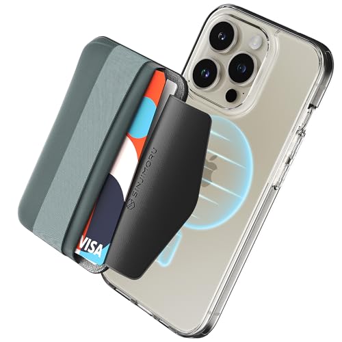 Sinjimoru Magnetic Wallet with Soft Wool Band Grip for MagSafe, Blue Grey - color: Blue Grey