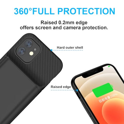 13800mAh Upgraded Battery Case for iPhone 13/14/13 Pro (6.1 Inch), Portable Rechargeable Charging Case with Screen Protector, Slim Protective Extended Battery Pack - Black - size: For iPhone 13/14/13Pro battery case