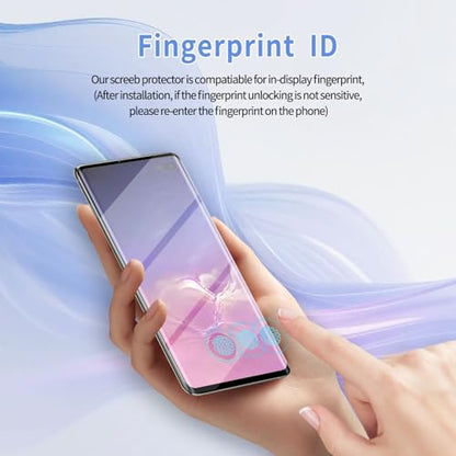 3 Pack Curved Tempered Glass Screen Protector Applicable for Samsung Galaxy S10plus 6.4-Inch, Support Fingerprint ID Friendly Tempered Glass Screen Protective, HD Clear Scratch Resistant Suitable - color: S10PLUS
