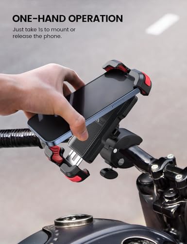 Lamicall Motorcycle Bike Phone Holder with Upgrade Quick Install Bar Clip - color: Red