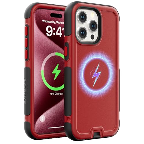 Follaroma for iPhone 15 Pro Max Case, Compatible with MagSafe, Heavy Duty Shockproof Protective Phone Case, Anti-Drop Protection, Dual Layer Magnetic Phone Cover for iPhone 15 Pro Max, 6.7", Red - color: Red, size: iPhone 15 Pro Max 6.7''