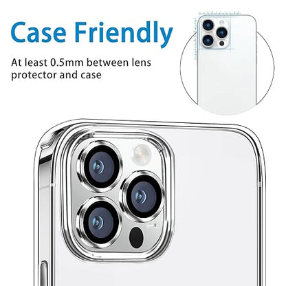 Compatible with iPhone 12 Pro Max Camera Lens Protector, Anti-Scratch 9H Tempered Glass Metal Camera Screen Protector Shockproof Cover for iPhone 12 Max 6.7 inch -3 Pcs Silver - color: Silver