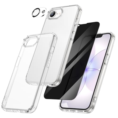 Maxdara for iPhone 17e Case/iPhone 16e Case with Privacy Screen Protector | Anti-Peep, with Camera Lens Protector, Anti-Yellowing Slim Shockproof Cover for iPhone 17e - color: B-Clear, size: for 17e/16e