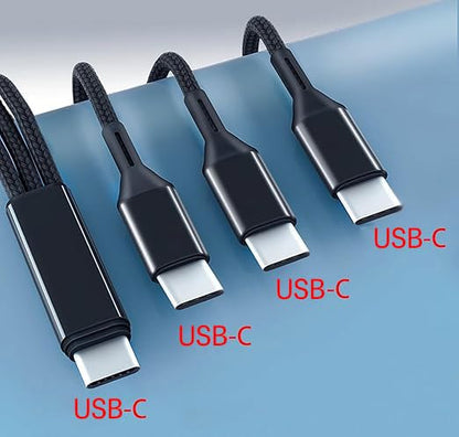 Awnuwuy Multi 3 in 1 USB C Cable 4FT 2Pack, 3A USB C to 3 USB C Port Black - size: 4FT