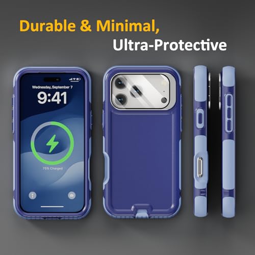 Follaroma for iPhone 17 Pro Max Case with Stand,Built-in Camera Cover,Compatible with MagSafe,Heavy Duty Shockproof Protection Phone Case,Anti-Drop,Magnetic Dual Layer Protective Cover,6.9"Blue-Purple - color: Blue-Purple, size: iPhone 17 Pro Max 6.9''