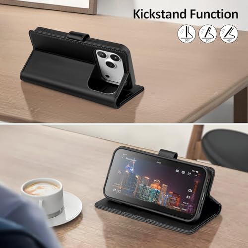 Shieldtop Compatible with MagSafe iPhone 17 Pro Wallet Case,Black | 2 in 1 Detachable Magnetic,Credit Card Holder Slots,RFID Blocking,PU Leather,Kickstand,Flip Folio Phone Cover for Men & Women - color: Black, size: iPhone 17 Pro - 6.3"