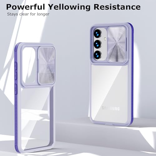 Designed for Samsung Galaxy S25 Ultra Case with Slide Camera Cover, Clear Slim Fit Shockproof Protective Camera Cover Protection Phone Case for S25 Ultra 5G 6.8 inch 2025(Clear Purple) - color: Clear Purple