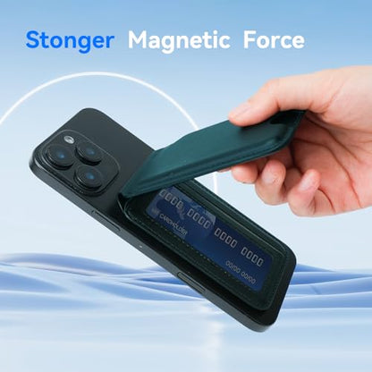for MagSafe Wallet，Leather Magnetic Wallet for Phone with Adjustable Stand，5 Magnetic Credit Card Holder RFID Blocking for iPhone 17 16 15 14 13 12 Pro Max Air Series Cases(Green) - color: Green