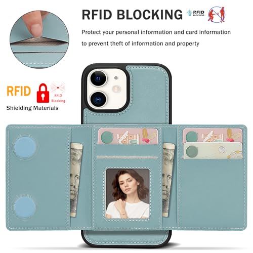 for iPhone 12 Wallet Case, 2-in-1 Detachable Phone Case, Card Holder RFID Blocking, Fashionable Faux Leather Card Slot & Folding Design (Blue 6.1'') - color: Blue, size: iPhone 12/12pro
