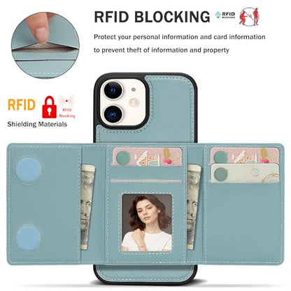 for iPhone 12 Wallet Case, 2-in-1 Detachable Phone Case, Card Holder RFID Blocking, Fashionable Faux Leather Card Slot & Folding Design (Blue 6.1'') - color: Blue, size: iPhone 12/12pro