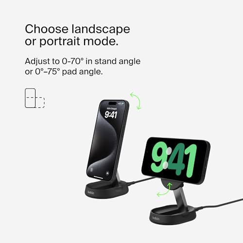 Belkin Qi2 15W Magnetic Wireless Charging Stand, Convertible Charger - color: Black, style: No Power Supply