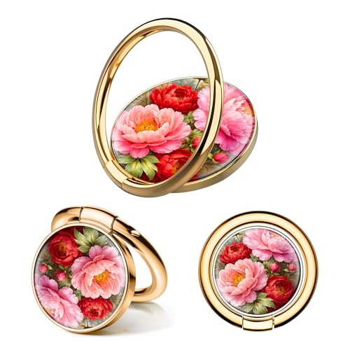 Cell Phone Ring Holder, Cute Phone Ring Grip Stand, 360°Rotation Funny Metal Kickstand Finger Grip Cute Blooming Flowers - color: Cute Blooming Flowers