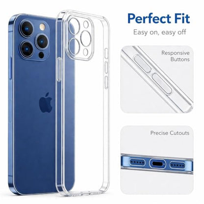 Clear Case for iPhone 12 Pro 6.1 Inch, Transparent Phone Cover, Anti-Yellowing, Shockproof & Scratch-Resistant Slim TPU + PC Protective Case