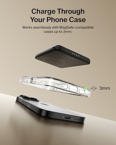 Belkin 5K 7.5W Ultra Slim Portable Power Bank, Supports MagSafe Accessories - color: Black