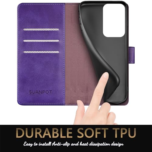 SUANPOT for Motorola Moto G Power 5G 2024 6.7" Wallet case with RFID Blocking Credit Card Holder,Flip Book PU Leather Protective Cover Women Men for Power 5G 2024 Phone case Purple - color: Purple