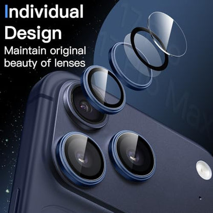 JETech Camera Lens Protector for iPhone 17 Pro/17 Pro Max, Deep Blue, 1 Set - color: Deep Blue