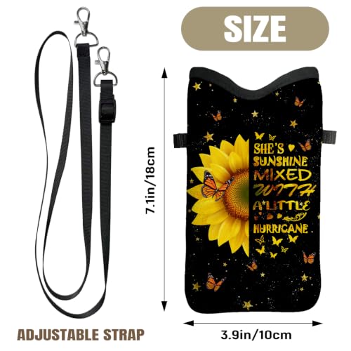 Cell Phone Sleeve Pouch with Adjustable Strap - Sunflower - color: Sunflower