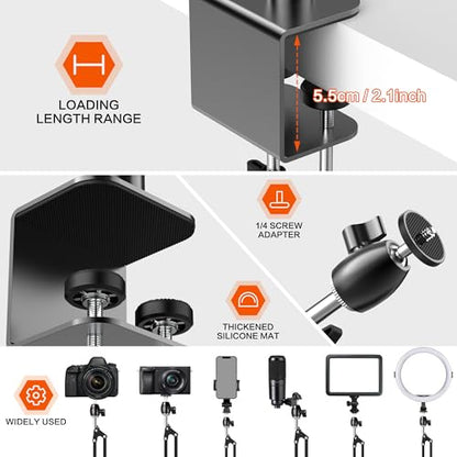 Overhead Camera Mount, Desk Camera Mount with Articulating Arm