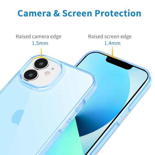 JJGoo Compatible with iPhone 13 mini Case, Soft Transparent Shockproof Protective Slim Thin Bumper Phone Cover for iPhone 13 mini - 5.4 inch, Translucent Blue - color: Blue