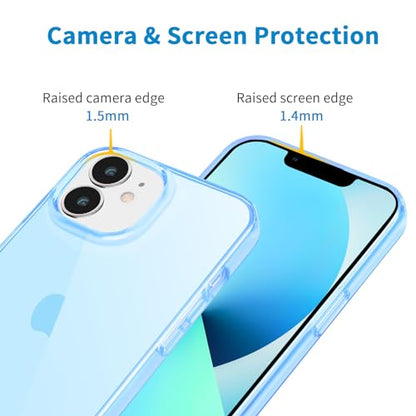 JJGoo Compatible with iPhone 13 mini Case, Soft Transparent Shockproof Protective Slim Thin Bumper Phone Cover for iPhone 13 mini - 5.4 inch, Translucent Blue - color: Blue