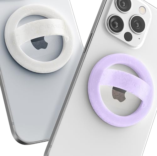 Encased Grip Loops for MagSafe, Magnetic iPhone Holder (2-Pack Set), Comfortable SoftTouch Silicone (Clear Sparkle/Glitter Purple) - color: Purple Glitter