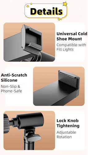 JA-A Adjustable Aluminum Phone Stand for Desk, Universal iPhone Holder, Retractable Cell Phone Stand Compatible with iPhone 17/16/15 Pro Max, Recording & Office Use. (A/Black)