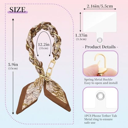 ZOOEASS Phone Wrist Lanyard Gold Metal Scarf Phone Charm Strap with Tether Tab Women Phone Chain Accessories for Handbags - color: Style 10
