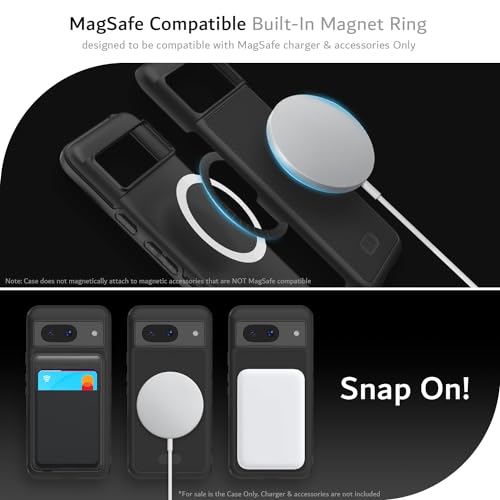 TUDIA MergeGrip [Magsafe Compatible] Designed for Google Pixel 8 Case (2023) - Dual Layer [Military Grade] Shockproof Slim Rugged Tough Heavy Duty Phone Cases - Matte Black - color: Matte Black, size: Magnetic Pixel 8