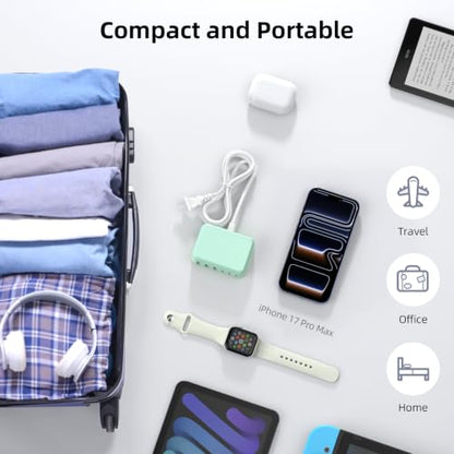 100W 6 in 1 USB Charger, 50% Smaller Charging Station for Multiple Devices - color: Light Green