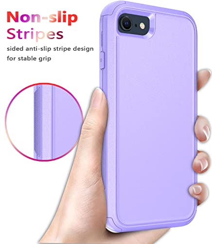 Diverbox Designed for iPhone SE case with Screen Protector Heavy Duty Shockproof Shock-Resistant Cases for Apple iPhone se Phone 2022/2020 Release (Purple) - color: Purple