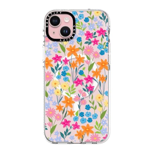 CASETiFY for iPhone 15 Plus Case - Impact Clear Compatible with MagSafe | Not Yellowing | 6.6 ft. 3X Military Grade Drop Protection | bright spring flowers - daisy floral pattern | Clear - color: bright spring flowers, size: Iphone 15 Plus (6.7")