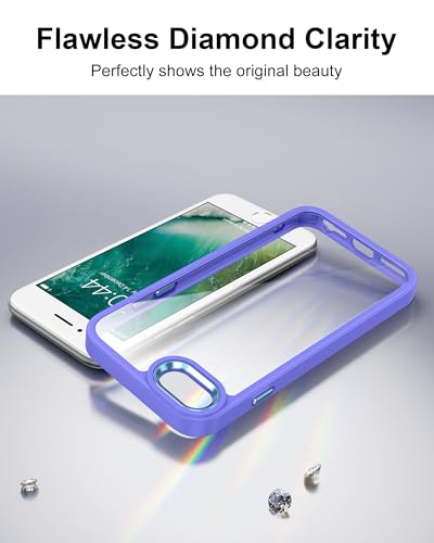 HOOMIL for iPhone SE 3rd/2nd Gen, iPhone 7/iPhone 8, Non-Yellowing, Drop Protection, Anti-Scratch Transparent Hard Back Phone Cover - Light Purple - color: Light Purple, size: iPhone 7/8/SE 2020/2022