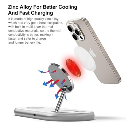 3 in 1 Charging Station for Apple - Faster Mag-Safe Charger Stand for iPhone - Magnetic Wireless Charger Station for iPhone 17/16/15/14/13/12 Series, Apple Watch Series, AirPods Pro (White) - color: White