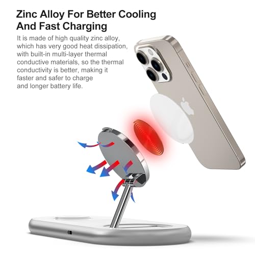 3 in 1 Charging Station for Apple - Faster Mag-Safe Charger Stand for iPhone - Magnetic Wireless Charger Station for iPhone 17/16/15/14/13/12 Series, Apple Watch Series, AirPods Pro (White) - color: White