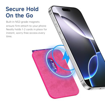 LoeoeL Magnetic Phone Wallet Compatible with Magsafe Wallet, Silicone ID Credit Card Holder Wallets for Back of Phone Pocket, Slim Thin Pouch Sleeve Wallets for iPhone Samsung, Neon Hot Pink - color: Hot Pink