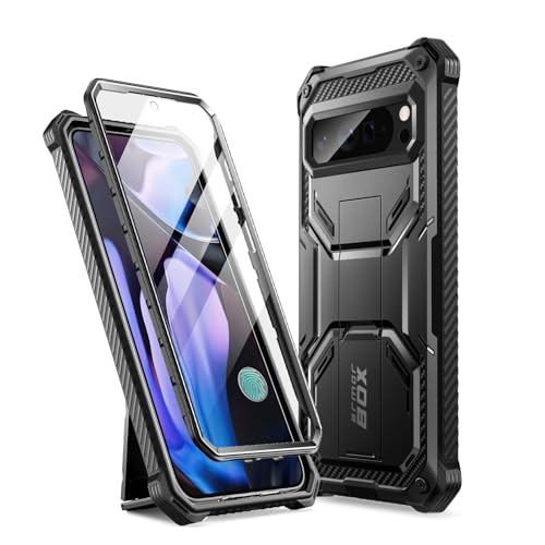 i-Blason for Google Pixel 10 Pro XL Case with Stand, 360° Full-Body with Built-in Screen Protector, Foldable Kickstand, Heavy Duty Rugged Protective Bumper Case for Pixel 10 Pro XL, 6.8 inch Black - size: Pixel 10 Pro XL 6.8 inch