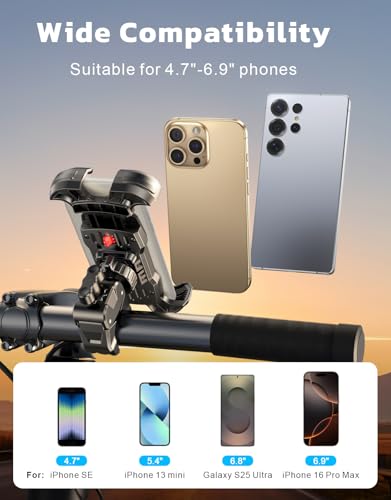 Bike Phone Holder Motorcycle Mount, [1s Quick Lock] Handlebar Clamp