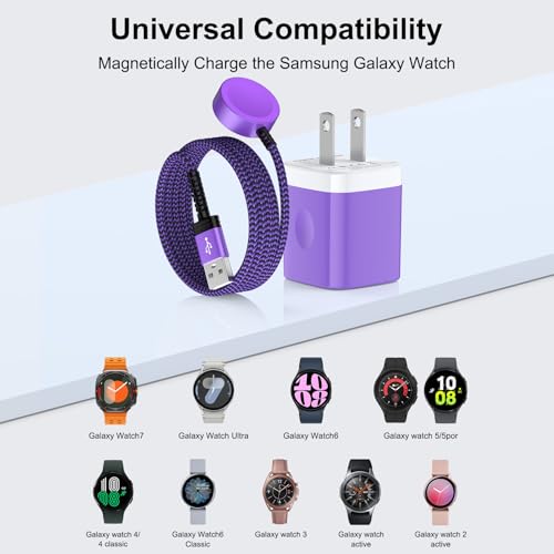 for Samsung Watch Charger Magnetic Fast Charging Cable for Galaxy Watch 8 - color: Purple