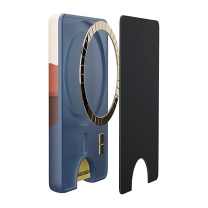 Casely MagWallet | Opposites Attract | Day & Night Colorblock Mountains | Slim Wallet Card Holder | Compatible with MagSafe | Soft-Touch Hard Silicone | Holds Up to 3 Cards - color: Opposites Attract | Day & Night Mountains