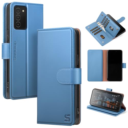 Shieldtop Compatible with Samsung Galaxy A03S US Wallet Case with Card Holder,RFID Blocking PU Leather Phone Case Folio Flip Shockproof TPU Protective Cover Credit Card Slots Women Men,Light Blue - color: Light Blue