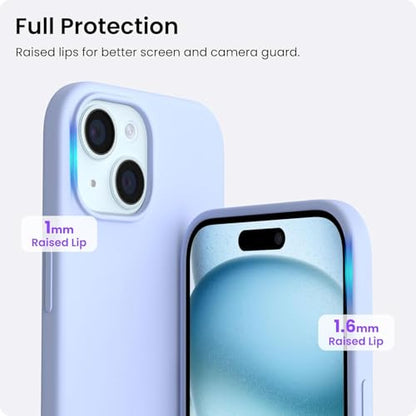 ORNARTO Compatible with iPhone 15 Case 6.1, Slim Liquid Silicone 3 Layers Full Covered Soft Gel Rubber Phone Case, Anti-Scratch Shockproof Protective Cover 6.1 Inch, Baby Blue - color: Baby Blue