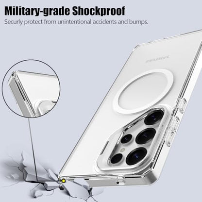 Nvollnoe for Samsung S25 Ultra Case Compatible with MagSafe Military Grade Shockproof Heavy Duty Protective Adjustable Kickstand Matte Semi Clear Phone Cover for Samsung S25 Ultra(Clear) - color: Clear