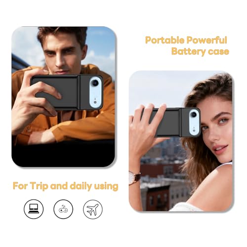 Battery Case for iPhone 17 AIR, Ultra-Slim 7000mAh Portable Extended Charging Charger Case Rechargeable Battery Pack with Tempered Glass Screen Protector for iPhone 17 AIR (6.5 inch)-Black - size: for iPhone 17 AIR