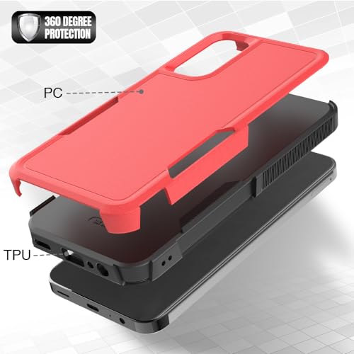 for Galaxy A15 5G Phone Case, [Military Grade Drop Tested] with HD Screen Protector, Dual Layer Protective Heavy Duty Cell Phone Cover Non-Slip Shockproof Rugged Case for Samsung Galaxy A15 5G (Red) - color: Red