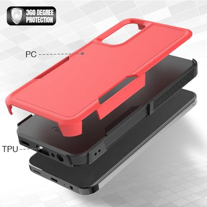 for Galaxy A15 5G Phone Case, [Military Grade Drop Tested] with HD Screen Protector, Dual Layer Protective Heavy Duty Cell Phone Cover Non-Slip Shockproof Rugged Case for Samsung Galaxy A15 5G (Red) - color: Red