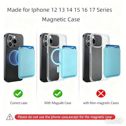 Upgrade Magnetic Wallets for MagSafe Wallet, RFID Blocking, Leather Card Holder Compatible with iPhone 17 16 15 14 13 12 and Pro Promax Series - color: Sky blue Card pack
